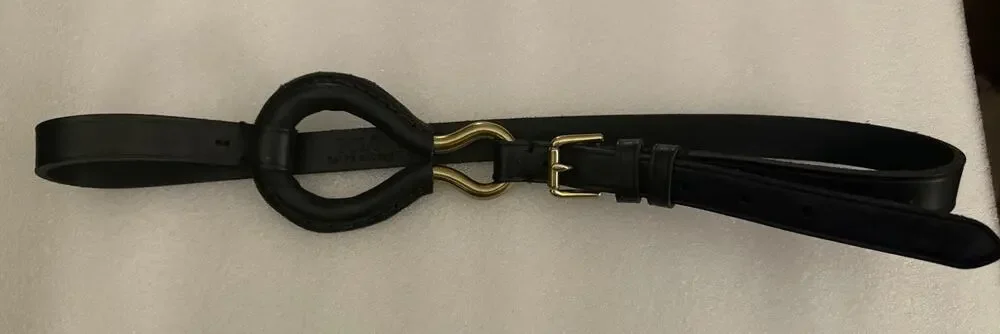 RARE Polo Ralph Lauren Black Leather D Ring Brass Tri Equestrian Belt XL